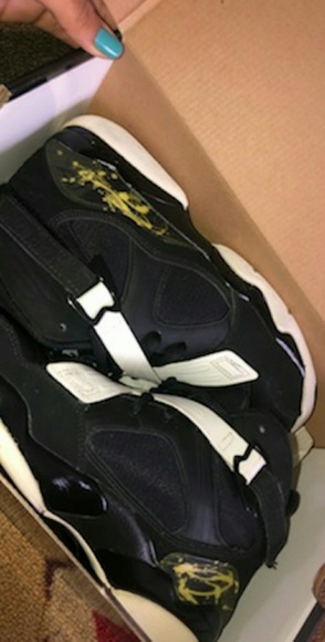 Air Jordan 8 BLACK/ DARK CHARCOAL- WHITE, with box - Picture 2 of 6